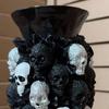 Gothic Skull Flower Vase Ornament Spooky Black White Skull Dried Artificial Flower Holder