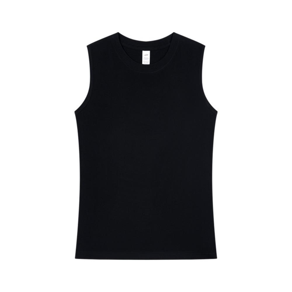 Summer 100% Cotton Men's Vest Casual Wide Shoulder O-Neck Sleeveless Tops Universal Solid Color Sports Fitness Loose Tank