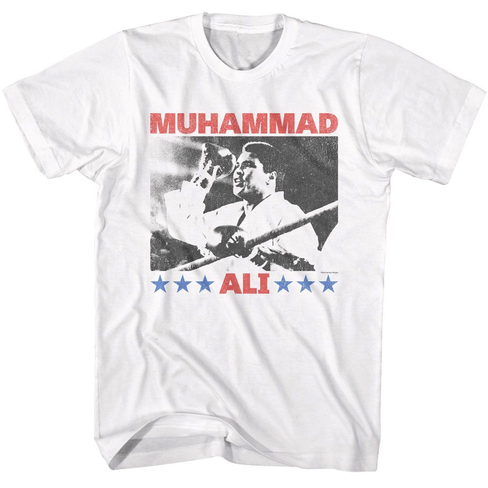 Muhammad Ali Raising Fist White Icon Shirt M