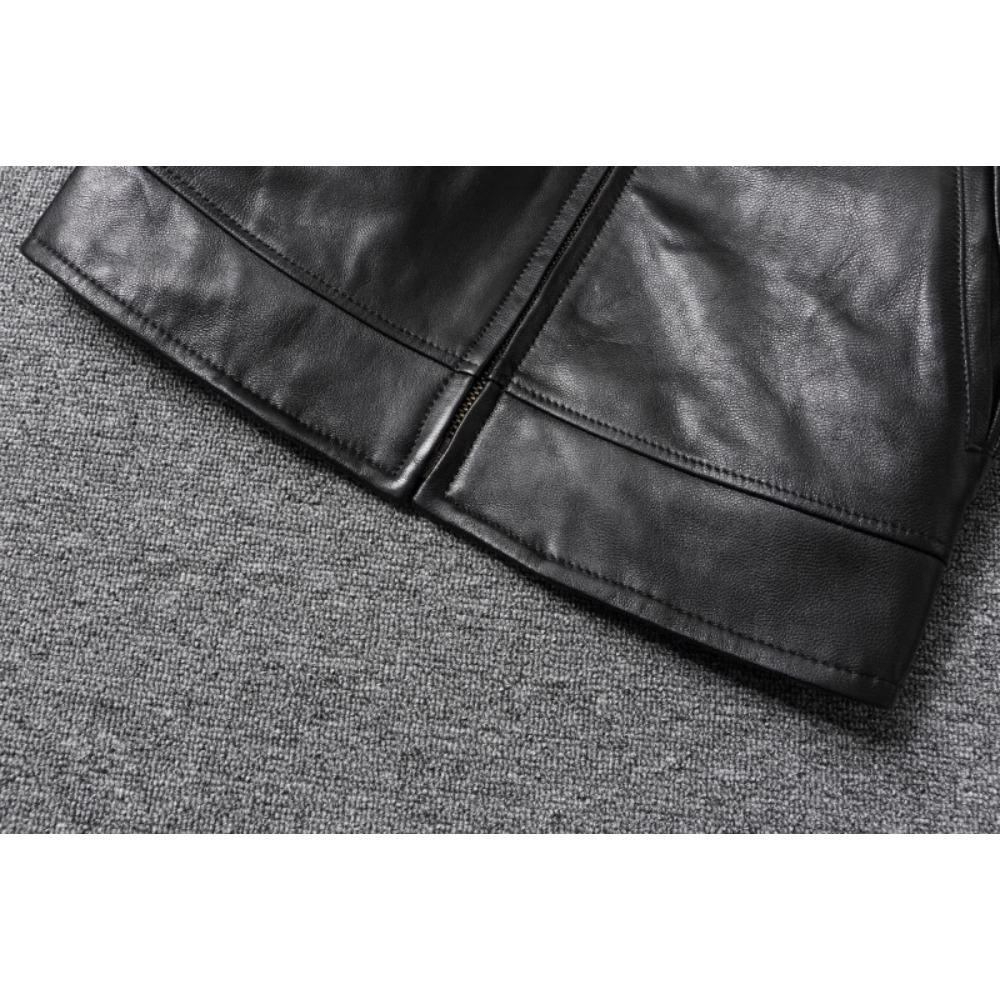 Chinese Size Classical 1940 Style Men Leather Jacket Uncoated Cracked Goatskin Leather Soft Slim Spring Autumn