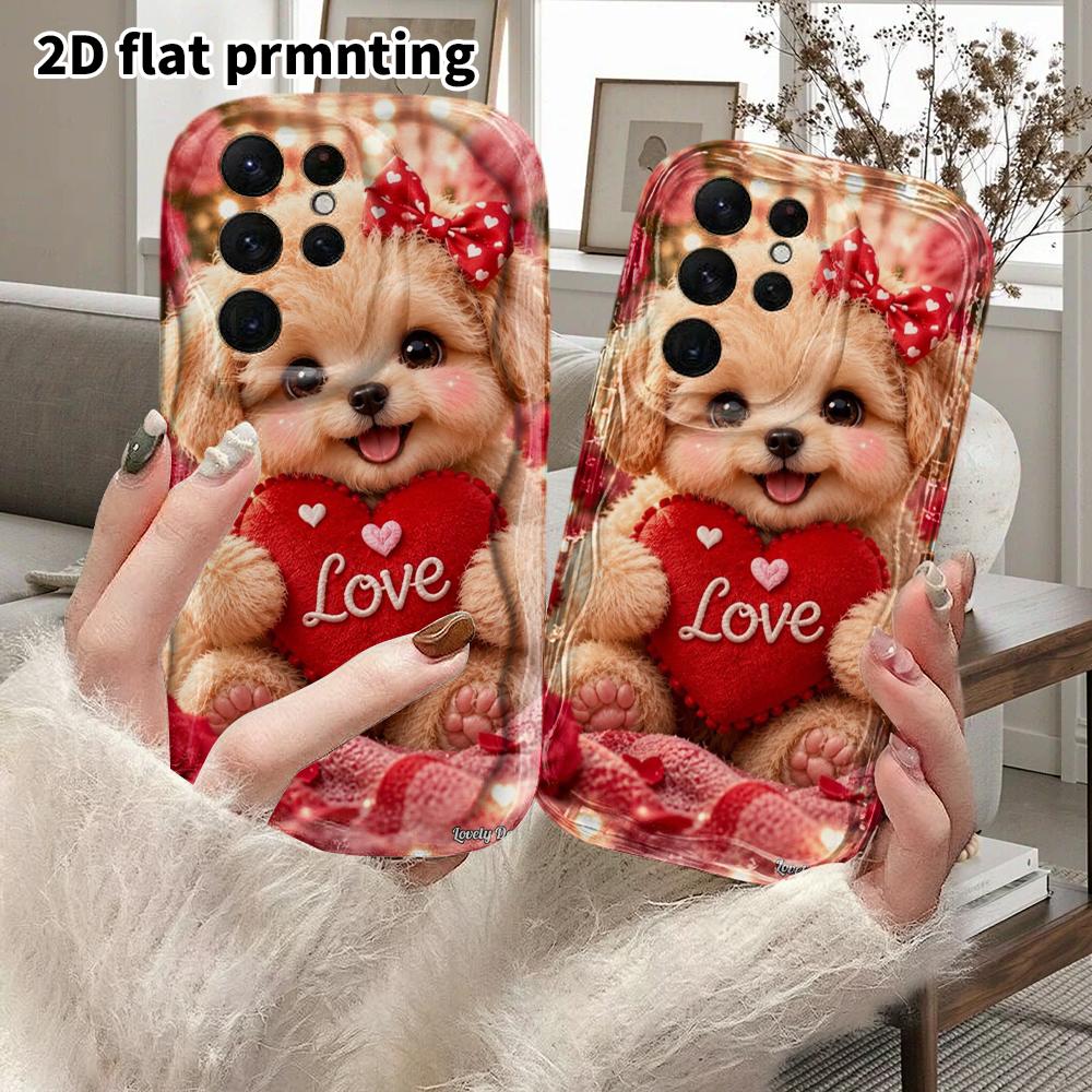 Phone Case: 2D Flat Samsung Galaxy A34 A35 M05 M06 S20 S22 S21 FE Plus 5G Protective Case, Couple Style, Teddy Puppy, Christmas and Halloween Gift