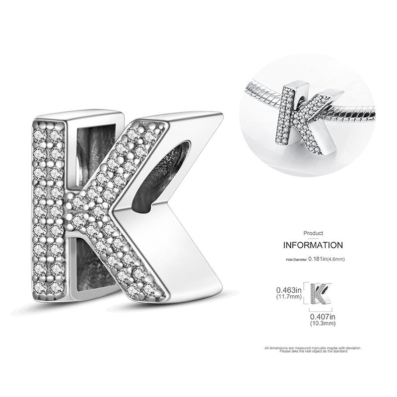 26 A-Z Alphabetperlen Kupfer Liebesbrief-Anhänger Passend für Original 3mm Damenarmband Armreif Cz Zirkonperle DIY Schmuck Geschenk