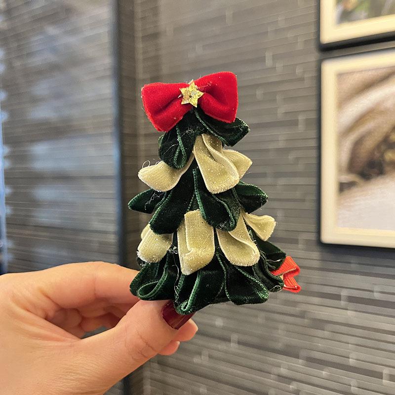 2025 Weihnachtsbaum Samt Schleife Stirnband & Haarspangen Set für Kinder