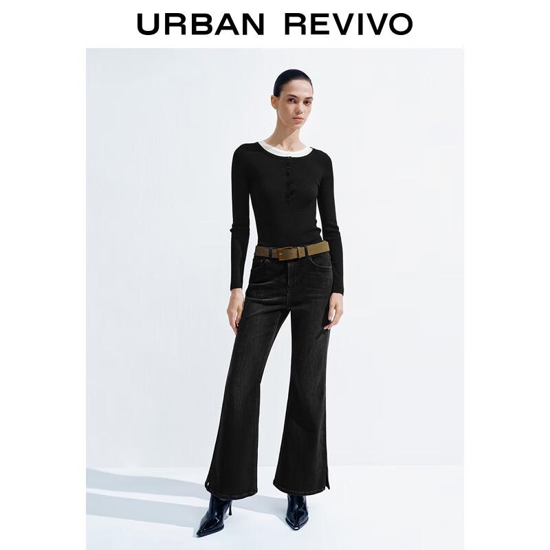 UR2025 Women's Color Block Faux Two-Piece Knit Top