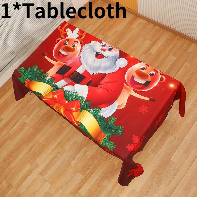 Santa Cartoon Christmas Claus Print Chair Covers Tablecloths Family Festivities