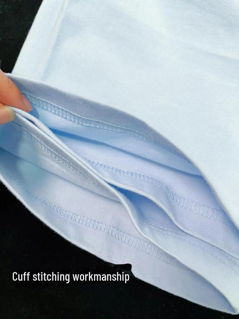 Women's Light Blue Loose Cotton Short-Sleeve T-Shirt - 2025 Summer All-Match Casual Commuting Slim Top