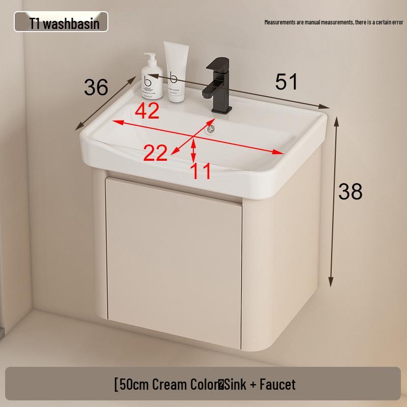 Rounded Corner Bathroom Vanity with Integrated Basin and Aluminum Cabinet