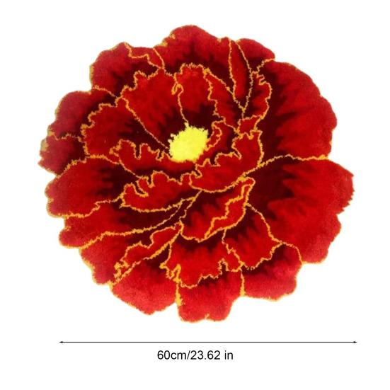 Yousheng Fuzzy Floral Floor Mat Plush Peony Bath Rug with Anti Slip Backing Washable Flower Shaped Living Room Rug for Bathroom Nursery Bedroom