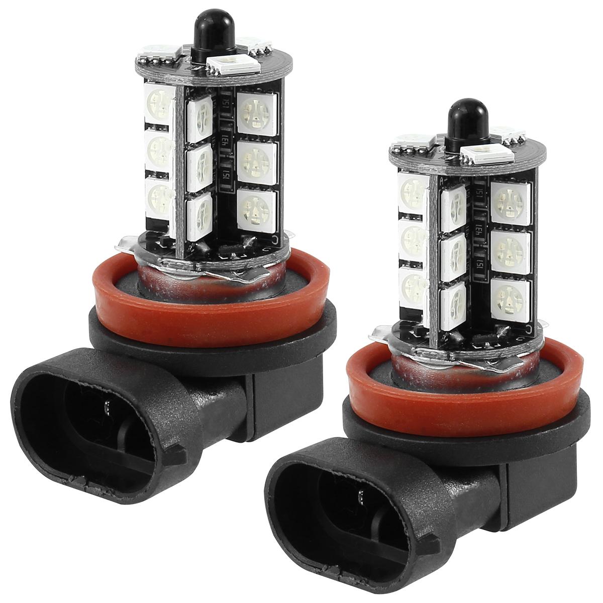 

2PCS 27 LED Car Fog Lights H8/H11 RGB Fog Light Bulbs with Remote Control Colorful 360° Beam Angle 4 Modes Front Fog Light Bulbs Black