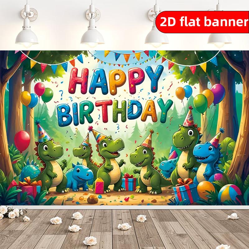 1 Piece of Birthday Party Background Decoration Banner with Cute Dinosaur Pattern, Suitable for Courtyard and Corridor Scenes