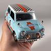 1:32 Morris Mini Cooper 1967 Klassisches Rennsport-Legierungsmetall-Druckgussmodellauto mit Sound und Licht Rückzieh-Kinderspielzeug Sammlerstück
