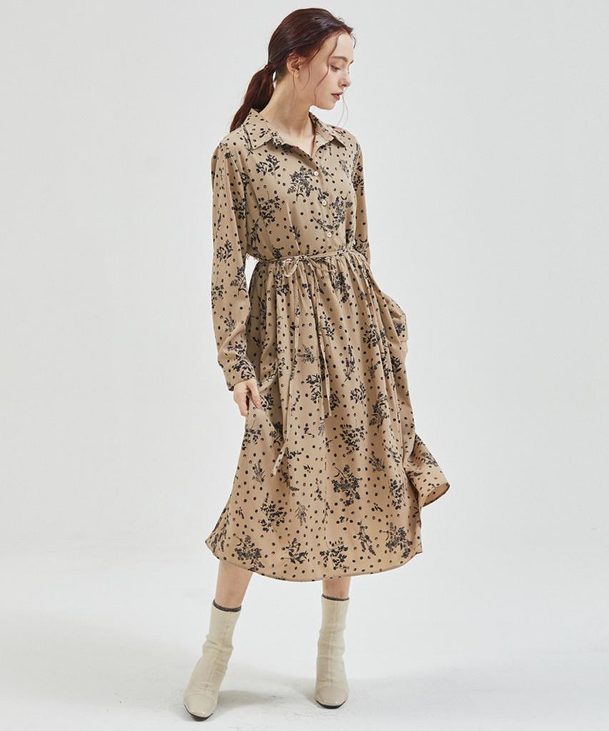 MANAVIS7 Diane Half Shirt Dress Beige