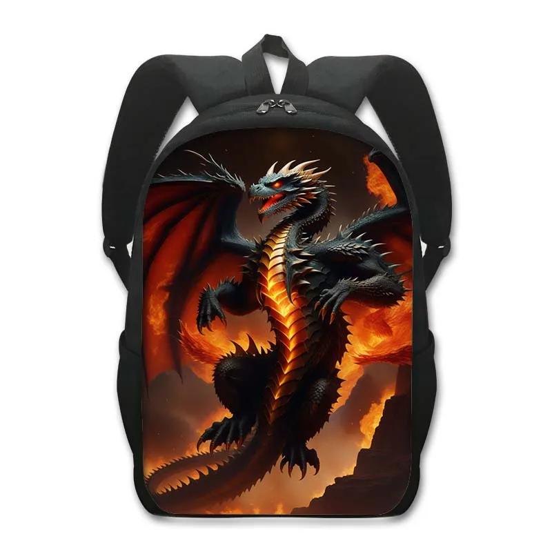 Fantasy Magic Dragon Print Backpack Cartoon Dragon Baby Student Schoolbags Women Men Laptop Rucksack Outdoor Travel Daypack