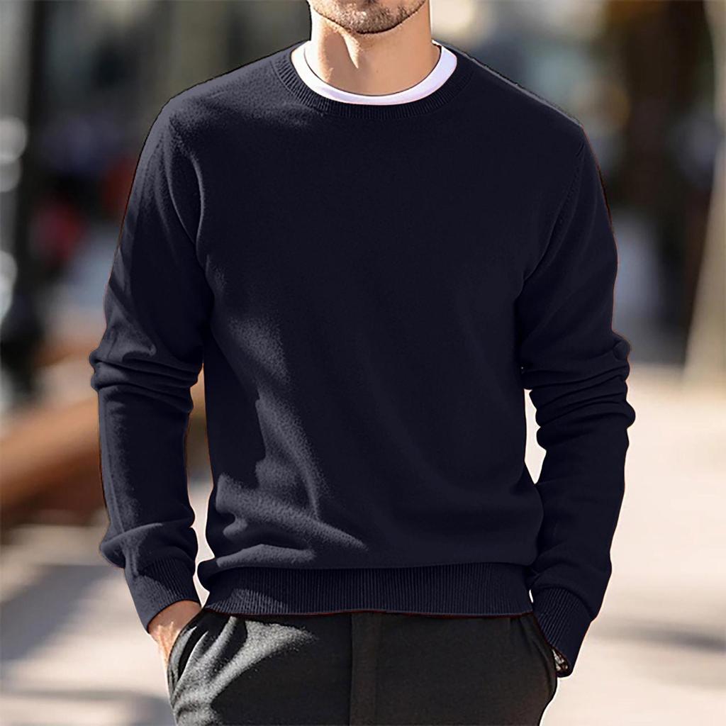 2024 Autumn/Winter Men's Round Neck European-American Knitwear Thin Wool Sweater