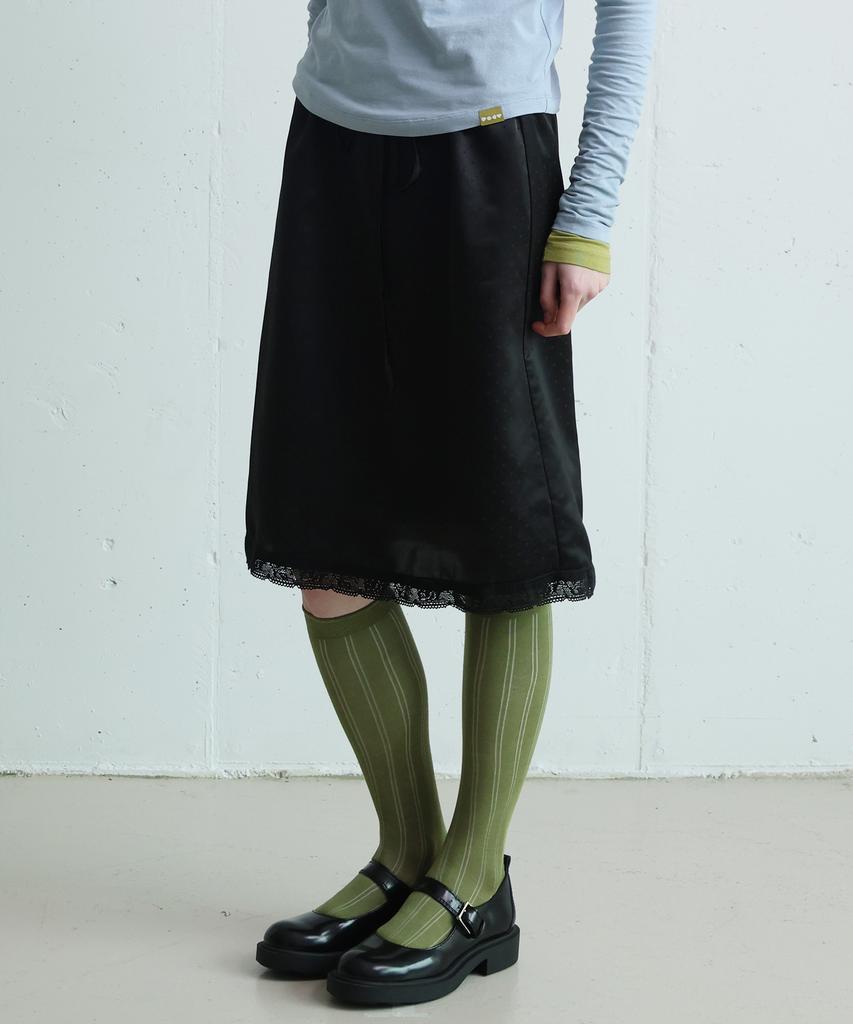 Forev Dotted Drawstring Skirt - Black