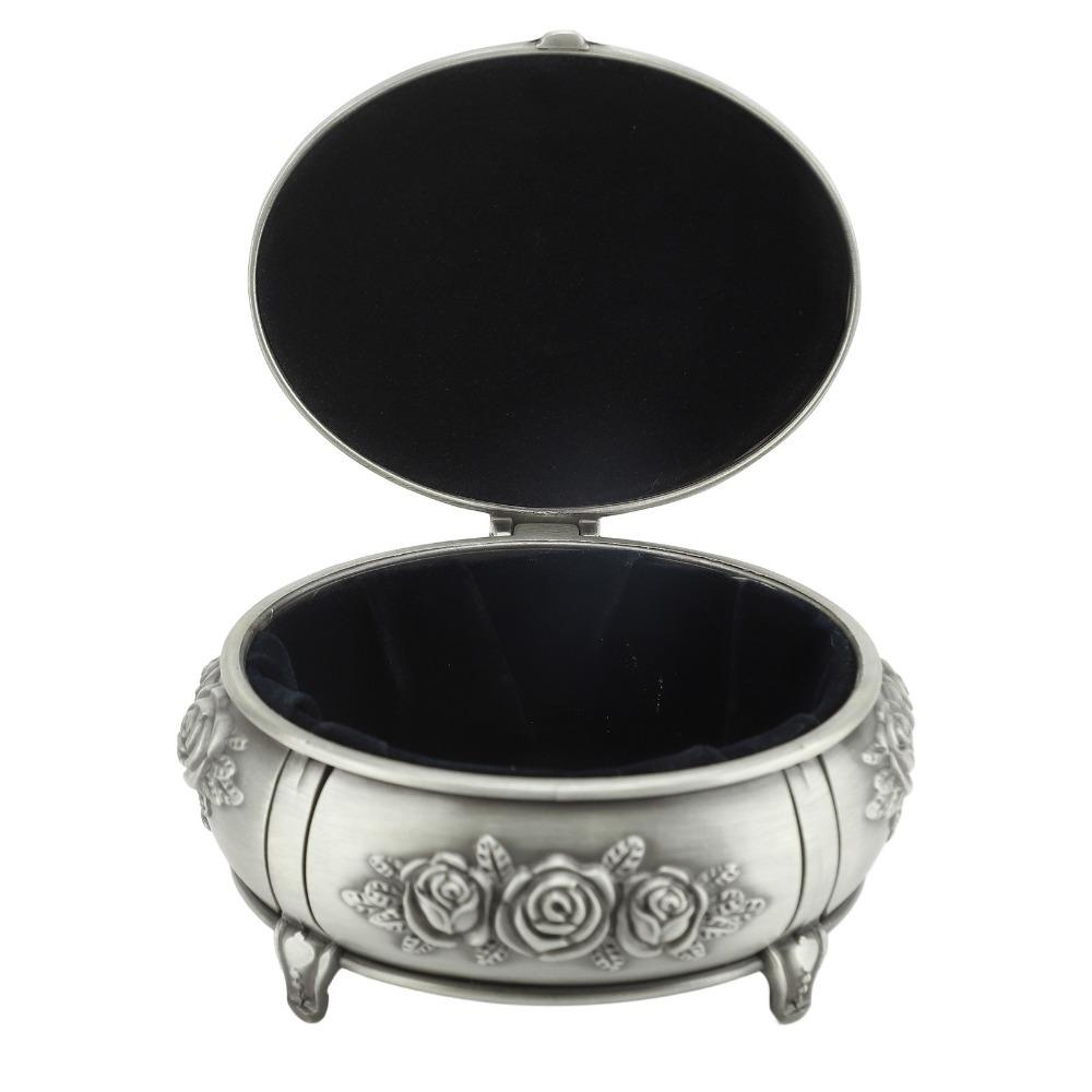 Emboss Alloy Jewelry Storage Box Trinket Jewelry Box  Christmas Birthday Valentine Mother's Day