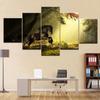 Canvas HD Prints Pictures Home Decor 5 Pieces Abstract Black Horse Painting Psychedelic Forest Unicorn Poster Wall Art Framework No Frame