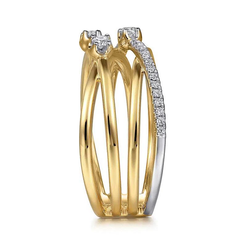 Cross Line Design Ring Women, Two-color Temperament Elegant Jewelry Xiaohongshu Hot-selling Models