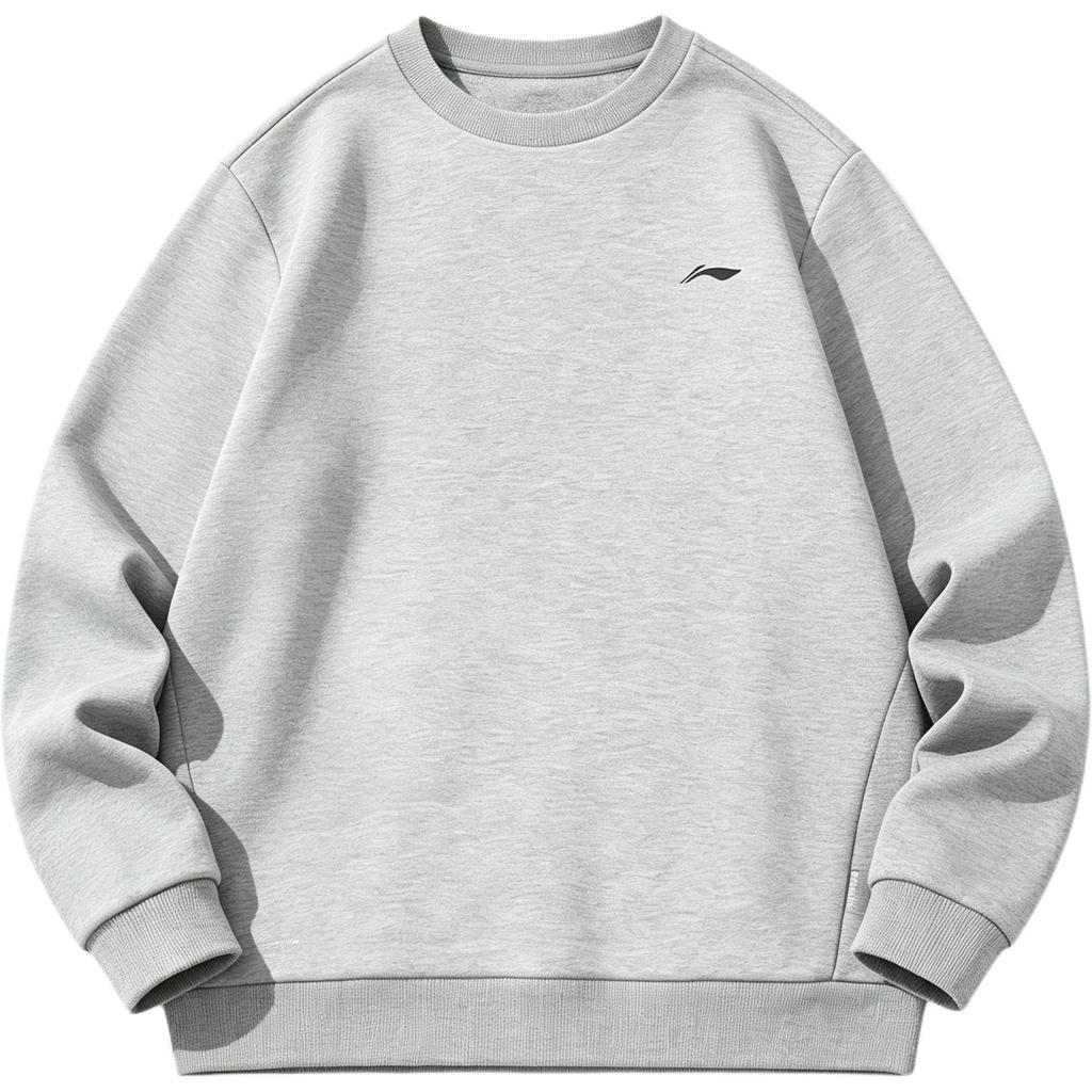 Li-Ning Cotton Breathable Wrinkle-Resistant Pilling-Resistant Versatile Ribbed Solid Basic Sports Casual Crew Neck Regular Sweatshirt ASWDVE4-12-3