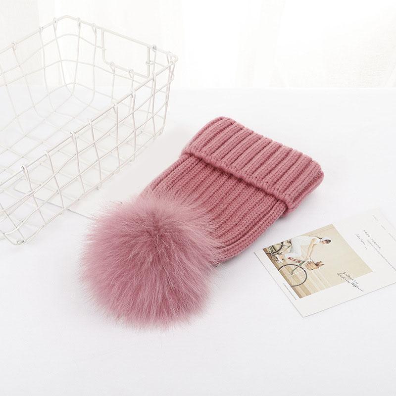 Hot Sale Drop Shipping Hot Sale Winter Warm Thick Fox Fur Pom Pom Fur Ball Beanie Hat