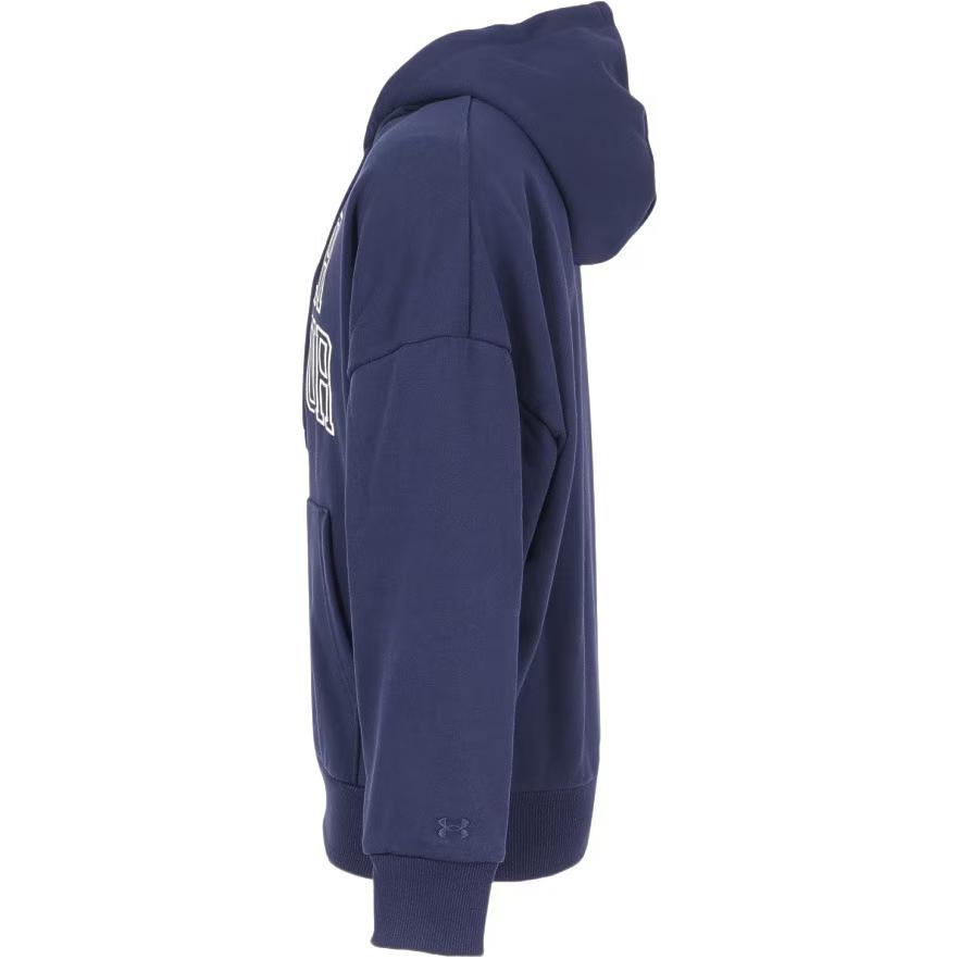 Under Armour Letter Logo Printed Drawstring Hooded Pullover Loose Fit Drop Shoulder Long Sleeve Sweatshirt Men sweatshirt Navy-Blue 1386549-410
