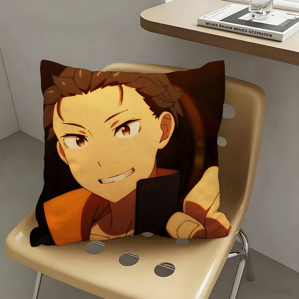 1pc Anime Cartoon S-ubaru N-atsuki Pillow Case Fashion Square Pillowcase Bedroom Sofa Room Ins Decoration Leisure