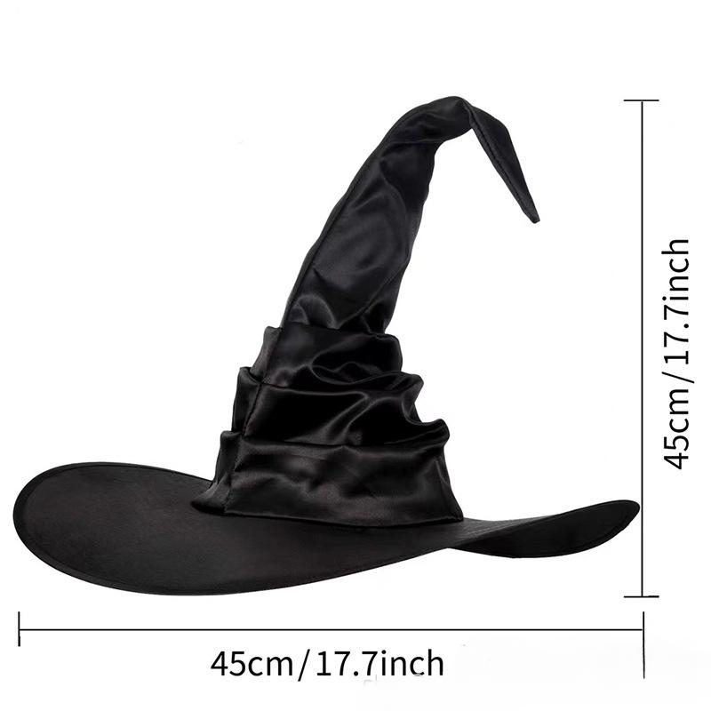 

Vintage Halloween Woman Witch Hat Adults Halloween Party Cosplay Costume Props Decoration Black Wizard Cap Folds Witch Hats