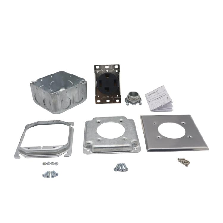 Multipurpose NEMA 14 30R 30A Electrical Receptacle Assembly With Square Metal Box Sliding Covers and Brackets Use