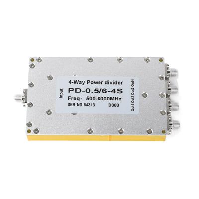 Divisor de Potência SMA de 4 Vias 500 a 6000MHz Baixa Perda de Inserção Alto Ganho Divisor de Potência SMA Microstrip