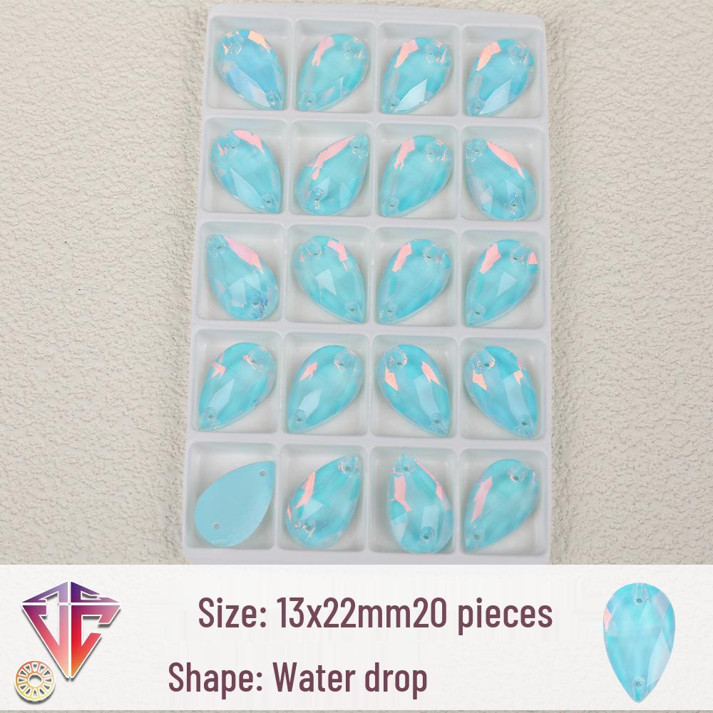 Fluoreszierende Mokka-Tropfen-Strassperlen - Handgefertigte DIY Zwei-Loch Flatback-Accessoires