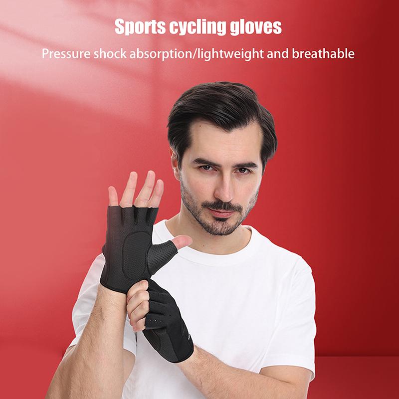 Half Finger Breathable Bodybuilding Training Silicone Palm Weightlifting Gloves Fitness Gloves Dumbbells Gloves Gym Mittens