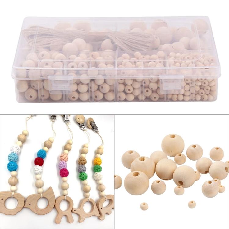 Set of 485 Mixed Size Beads Set for DIY Jewelry Projects Wood Beads Decorations