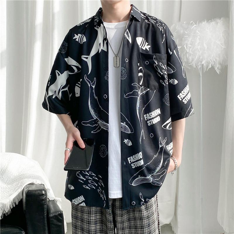 Купить Мужские повседневные рубашки Гавайский курорт с коротким рукавом ...