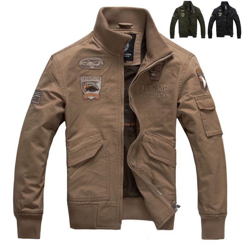 Stylish Men's Military Jackets With Casual Collar And Zipper Closure For Autumn