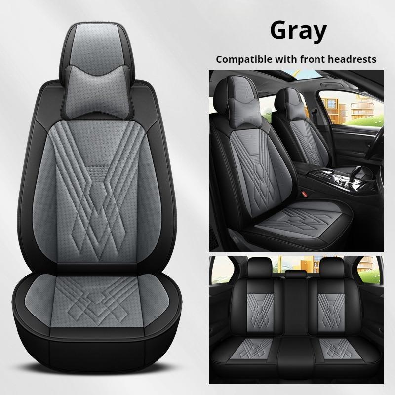 Full Set 5-Seat Premium Nappa Leather Car Seat Covers with 2 Headrest Breathable and Waterproof Seat Covers for Most Cars