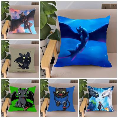 Drachen T-Toothless Anime Kissenbezug Heimdekoration Überwurf für Sofa Bett Auto Zimmer Dekoration Geschenkidee