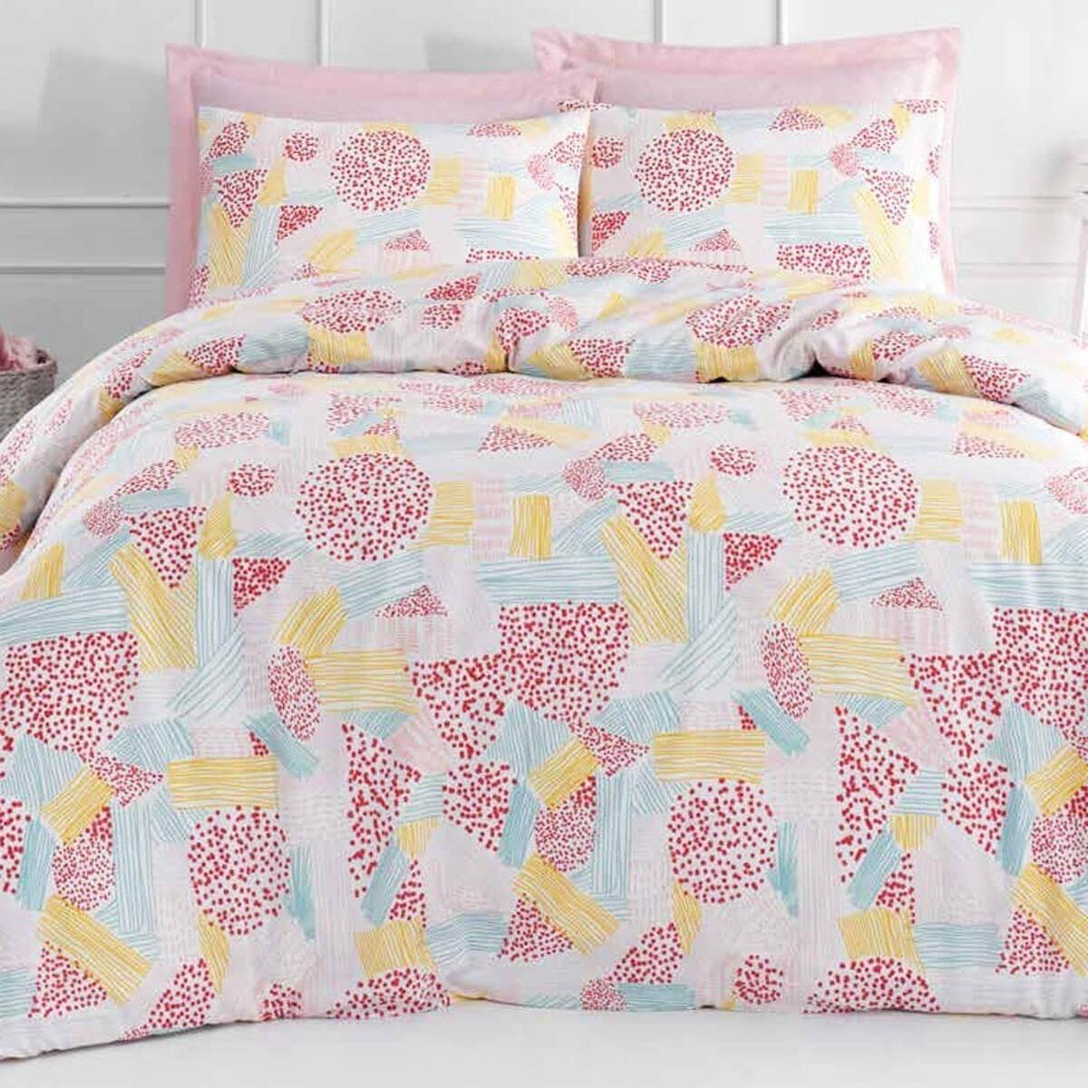 

Одноместный хлопковый пододеяльник на резинке на резинке Liv Pink Puff