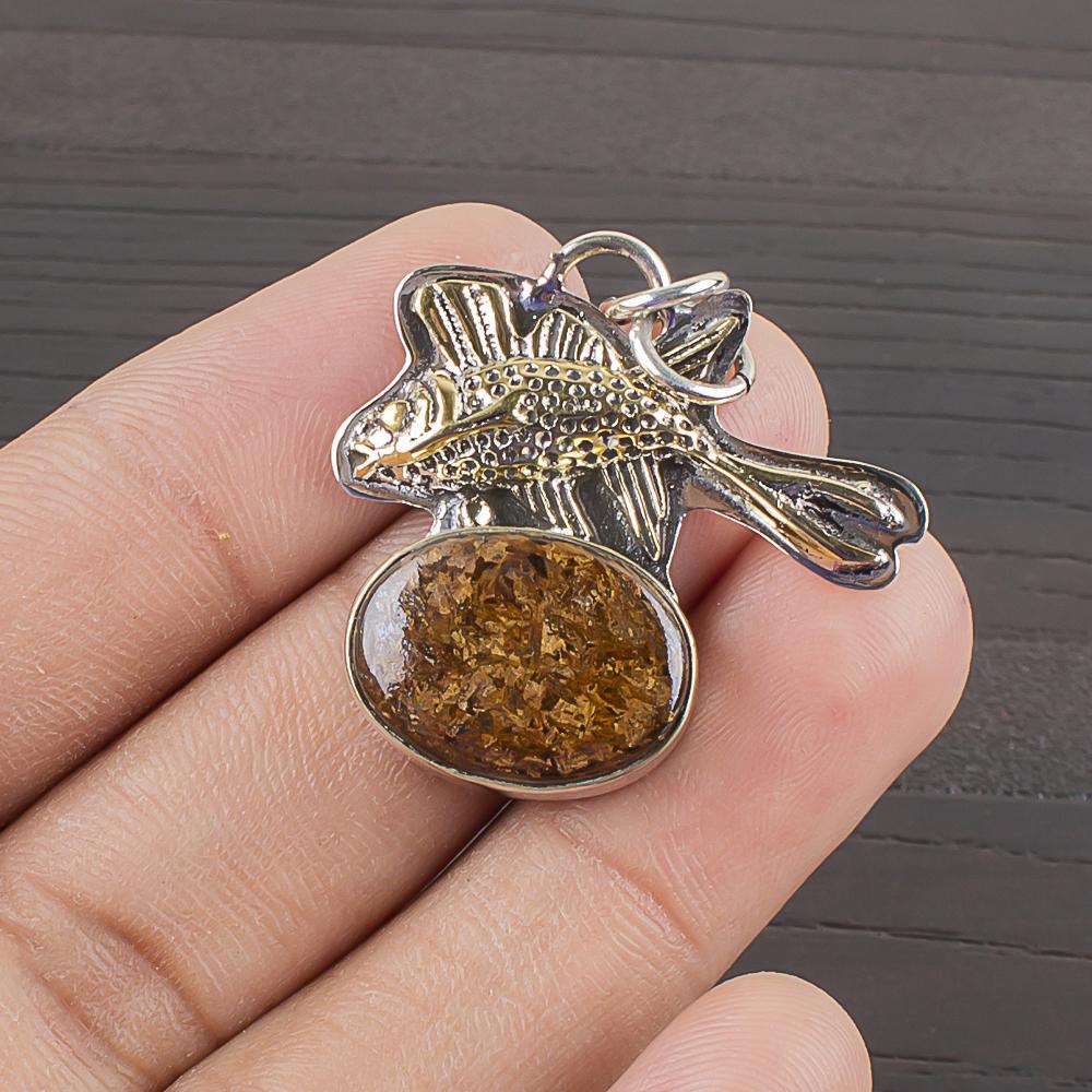 Natural Bronzite Gemstone 925 Sterling Silver Jewelry Designer Pendant 1.18  AJP-2245
