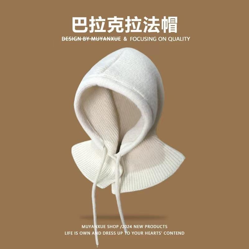 Sturmhaube Damen Winter Warme Mütze Schal Integriert Paar Ohrenschutz Wolle Strickmütze