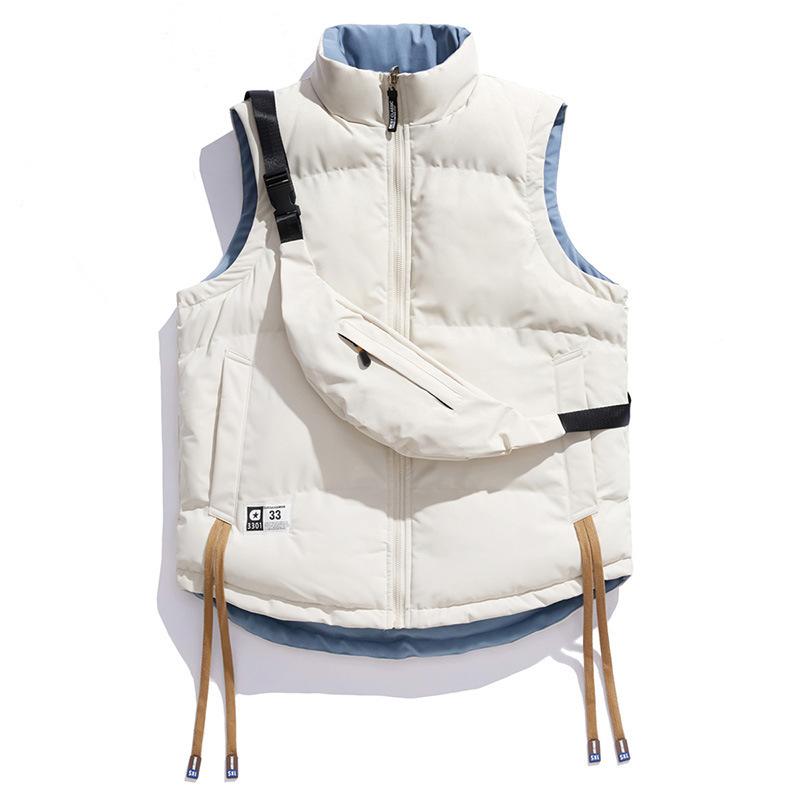 Double-sided Wear Men's Vest Down Cotton Vest Men's Winter Warm Casual Thickened Large Size Youth Vest Men's Clothing