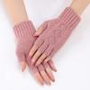 Botvotee Y2k Accessories Sleeves for Women Arm Warmers Fashion Pink Winter Warm Knit Half Finger Gloves Cute With Fourchettes