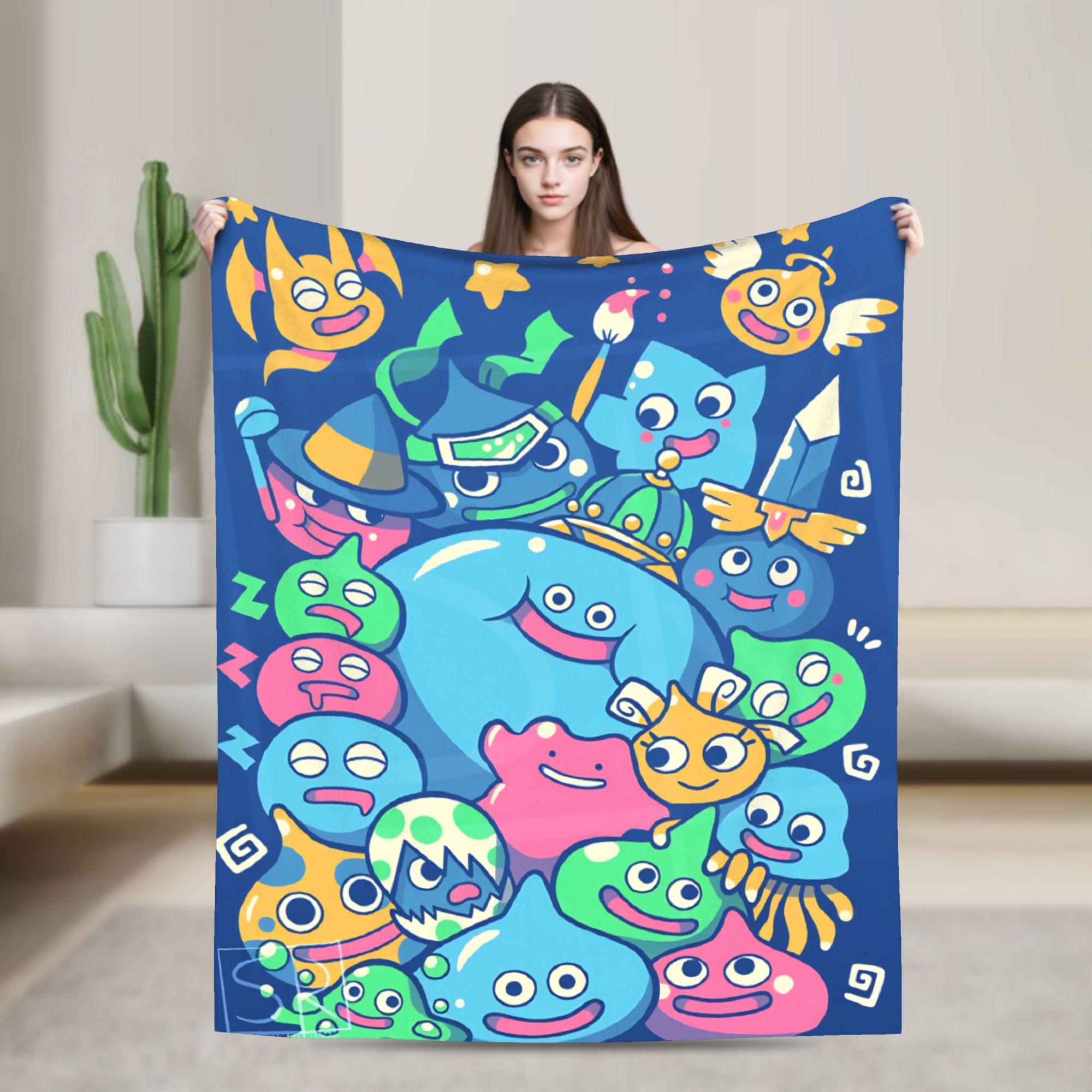 Super Soft Blankets Travel Office D-Dragon Quest Slimes Throw Blanket  Flannel Bedspread For Home Decor Fluffy Sofa Bed Cover 75x90cm
