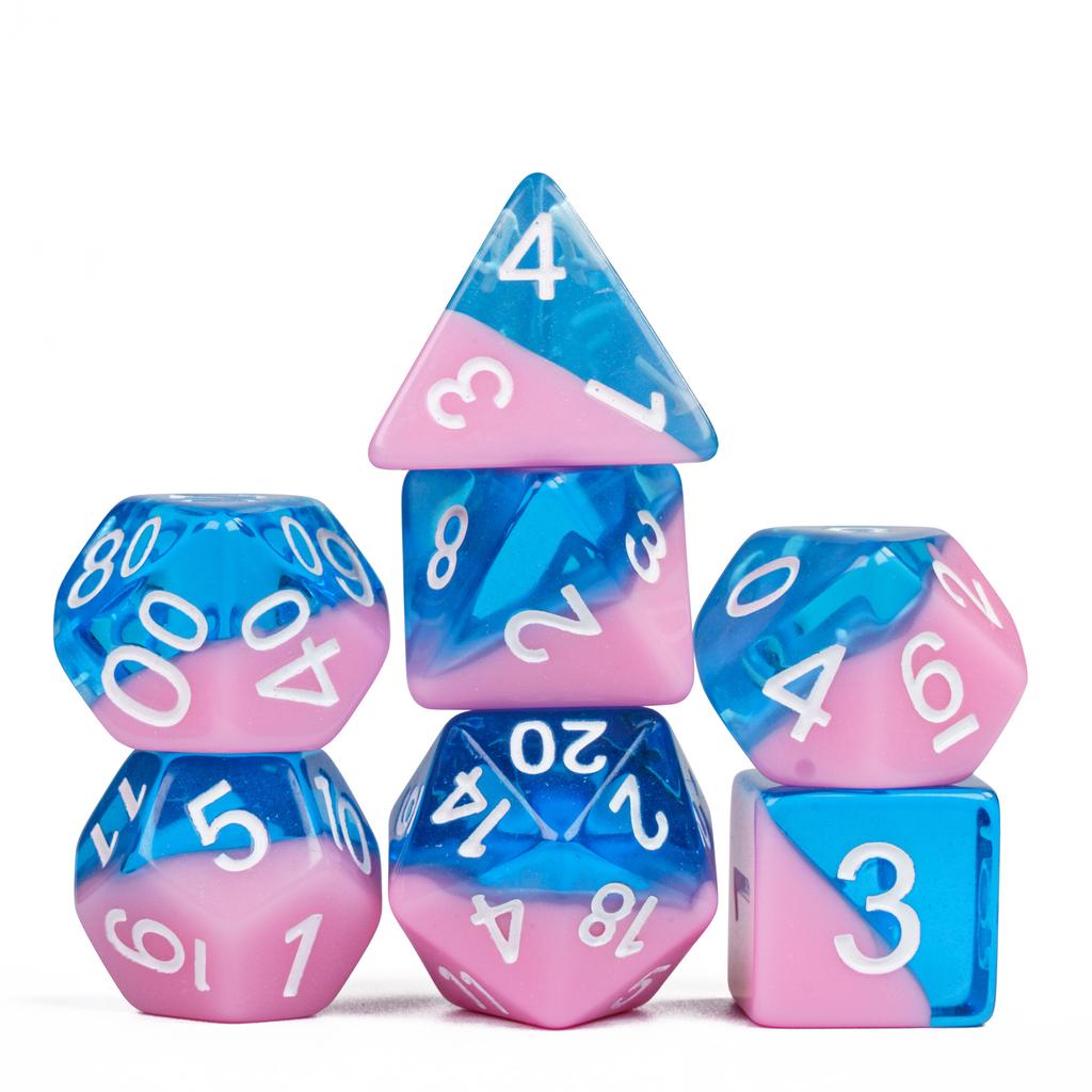 Cusdie Multi-color DND Dice Resin Glitter D4-D20 Polyhedral Dice Set for Dungeons and Dragons Tabletop Role Playing Board Game