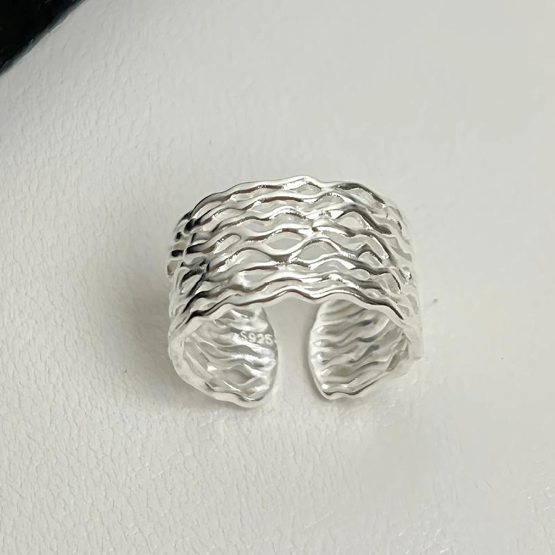 Sam Panda 925 Silver Rings For Women Men Fine Jewelry Finger Adjustable Open Vintage Chain Ring For Party Birthday Gift