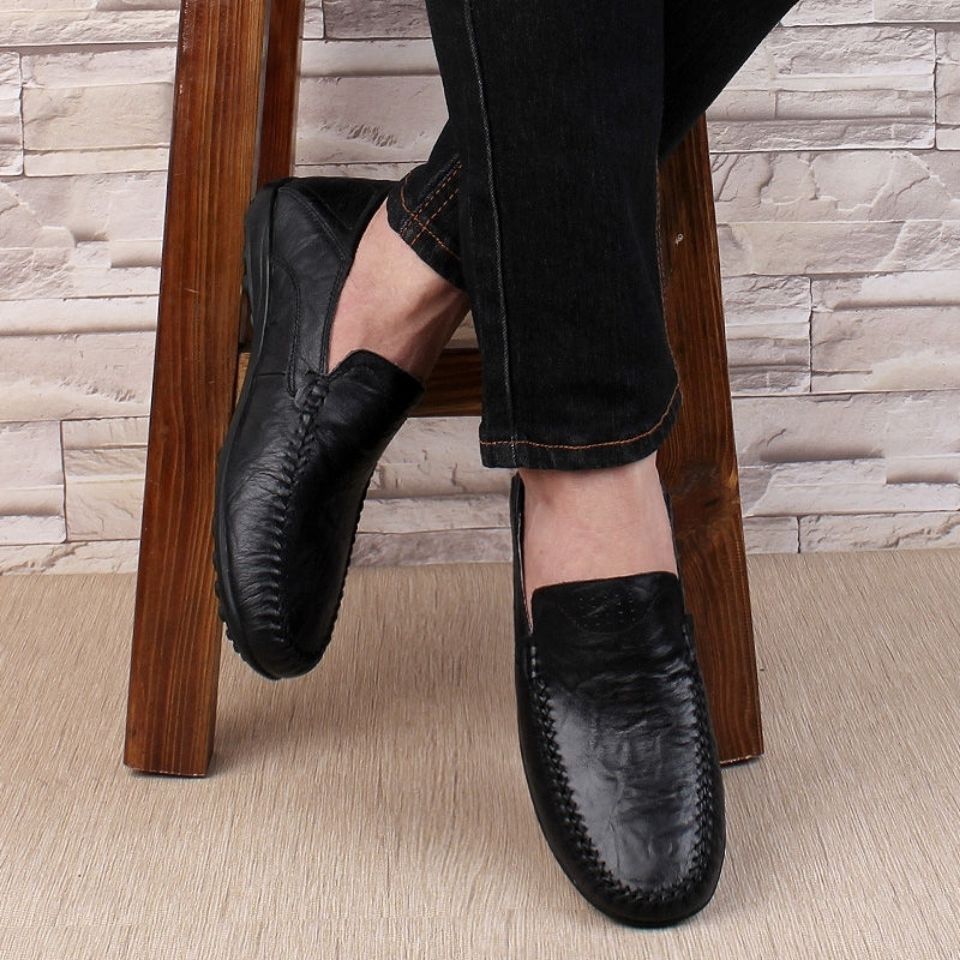 Men's Leather Shoes, Made of Genuine Leather, Summer Breathable Soft Leather Cover, Business Casual Leather Shoes, Bean Shoes, Men's Shoes