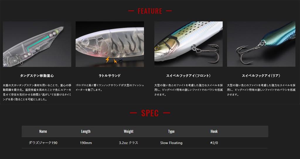 JACKALL Jerk 190 Maruhata Ghost Pearl Dow's