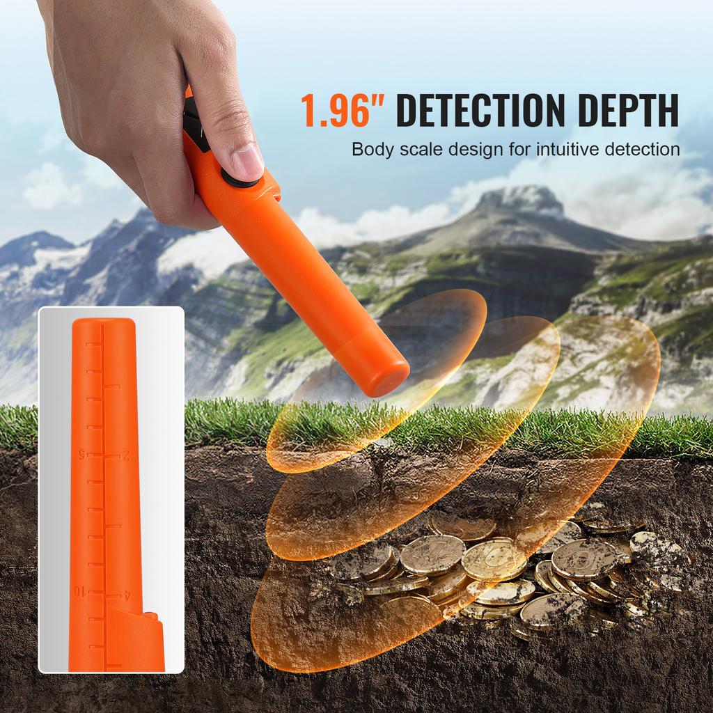 SucceBuy Металлоискатель Пинпоинтер IP66/IP68 Водонепроницаемый Ручной Пинпоинтер-Жезл 1.96/4.5" Глубина Обнаружения 3 Режима для Поиска