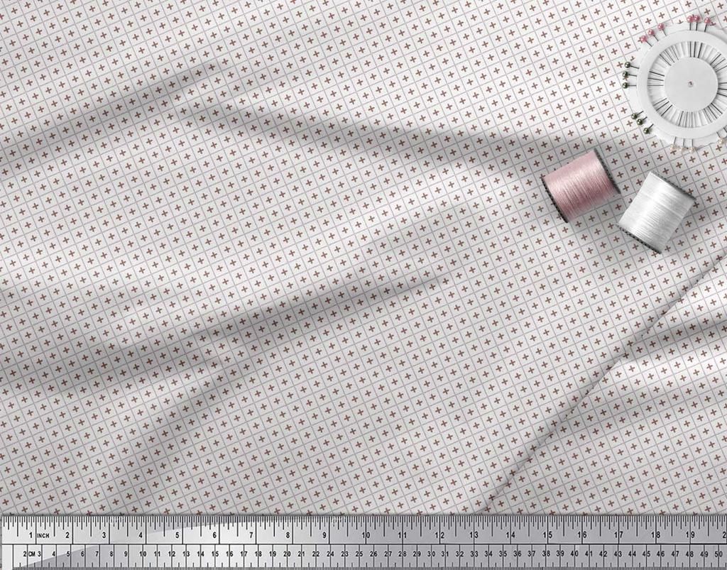 Soimoi Japan Crepe Satin Fabric Check Shirting Print Fabric by Metre 42 Inch