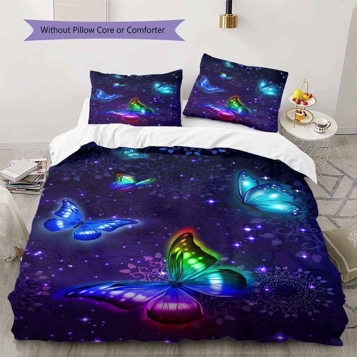 

Beautiful Butterflies Pattern Bedding Quilt Set Quilt Cover Pillowcase Home Decoration Gift (1 * duvet cover + 2 * pillowcase, without core) 135x200cm
