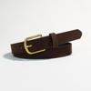 Luxury Design Suede Leather Belt Versatile Gold Pin Buckle Women Waist Belt Retro Vintage Frosted Thin Waistband